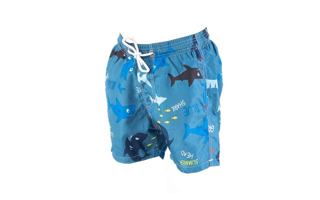 Printed, Solid & Fluorescent Colored Quick Dry Swim Shorts for Boys and Girls, Swim Trunks, Bathing Suits, Swimwear, Swim Shorts for Kids, Shark Blue, 9-10T