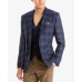  Men’s Classic-Fit Plaid Wool Matching Vest (Navy/Brown, S)