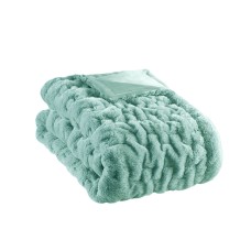 Reversible Ruched Faux-Fur Throw