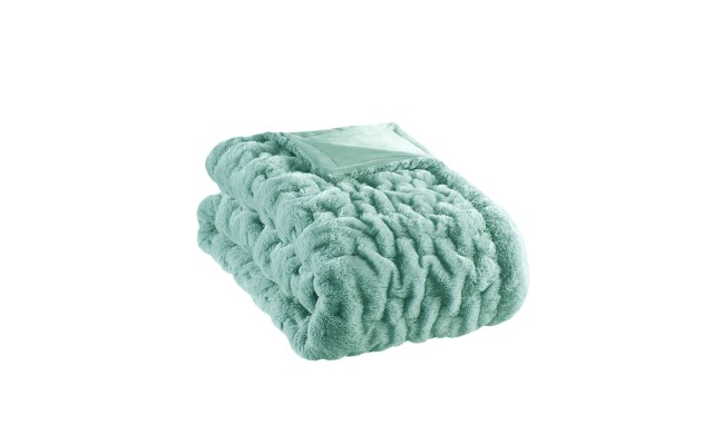 Reversible Ruched Faux-Fur Throw