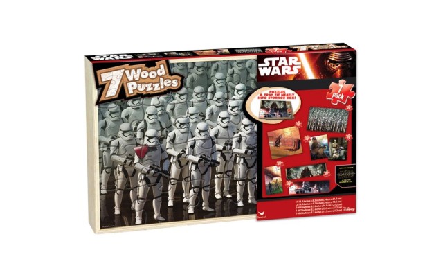 Star Wars The Force Awakens 7 Wood Jigsaw Puzzles in Wood Storage Box