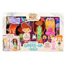 Story Magic 6 Wooden Dress-up Dolls and Stands with Tin – 3+ Years