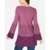 Style & Co Women's Striped Bell-Sleeve Tunic, Purple Combo, Large