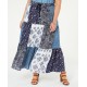 Style & Co Womens Navy Printed Maxi Accordion Pleat Skirt Plus Charcoal, Charcoal, 1X
