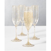 The Cellar Holiday Sayings Glitter Flutes, Set of 4