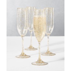 The Cellar Holiday Sayings Glitter Flutes, Set of 4