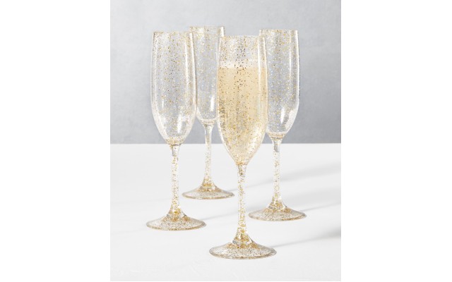  Holiday Sayings Glitter Flutes, Set of 4