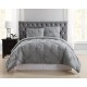  Everyday Pleated Comforter Set, Grey, Full/Queen