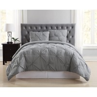 Truly Soft Everyday Pleated Comforter Set, Grey, Twin X-Large