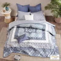 Urban Habitat Maggie 7-Pc. King/California King Reversible Cotton Coverlet Set, King/Cal King(104″x92″), Floral Blue
