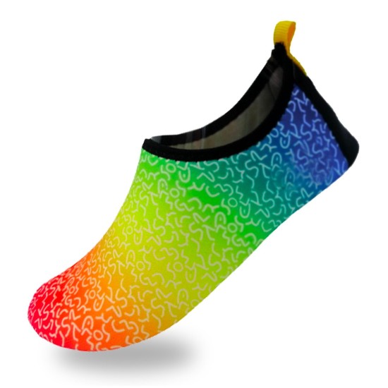 Women's Flexible Aqua Socks, Swim Shoes, Summer Outdoor Shoes For Water Sports, Pool, Sea, Beach Activities, Rainbow, 6-7