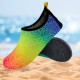 Women's Flexible Aqua Socks, Swim Shoes, Summer Outdoor Shoes For Water Sports, Pool, Sea, Beach Activities, Rainbow, 4.5-5.5