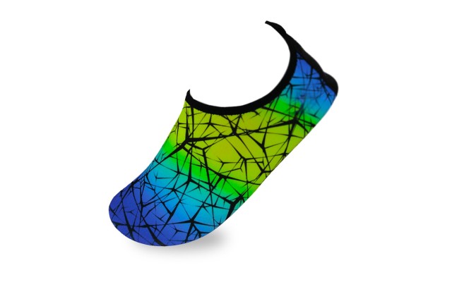Women's Flexible Aqua Socks, Swim Shoes, Summer Outdoor Shoes For Water Sports, Pool, Sea, Beach Activities, Abstract Blue, 4.5-5.5