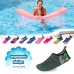 Women's Flexible Aqua Socks, Swim Shoes, Summer Outdoor Shoes For Water Sports, Pool, Sea, Beach Activities, Gray/Lime Striped, 4.5-5.5