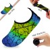 Women's Flexible Aqua Socks, Swim Shoes, Summer Outdoor Shoes For Water Sports, Pool, Sea, Beach Activities, Abstract Blue, 4.5-5.5