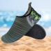 Women's Flexible Aqua Socks, Swim Shoes, Summer Outdoor Shoes For Water Sports, Pool, Sea, Beach Activities, Gray/Lime Striped, 4.5-5.5