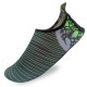 Women's Flexible Aqua Socks, Swim Shoes, Summer Outdoor Shoes For Water Sports, Pool, Sea, Beach Activities, Gray/Lime Striped, 4.5-5.5