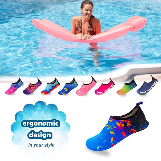 Women's Flexible Aqua Socks, Swim Shoes, Summer Outdoor Shoes For Water Sports, Pool, Sea, Beach Activities, Underwater, 6-7