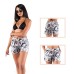 Women’s Solid Bright Colored Quick Dry Swim Trunks, Swimwear, Bathing Suits, Swimming Shorts for Women, White Flower, Small