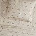  Cotton Flannel 4-Piece Queen Sheet Set, Tan Dog
