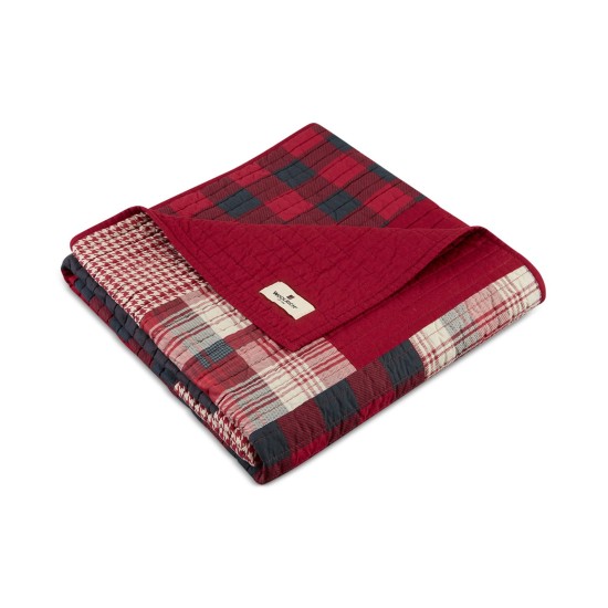  Plaid Patchwork Quilted Throw Red 50×70