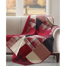 Woolrich Plaid Patchwork Quilted Throw Red 50×70