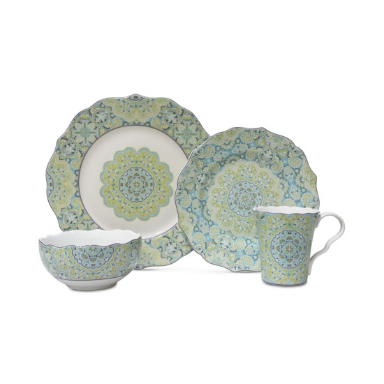  Lyria Teal 16-Pc. Dinnerware Set, Service for 4