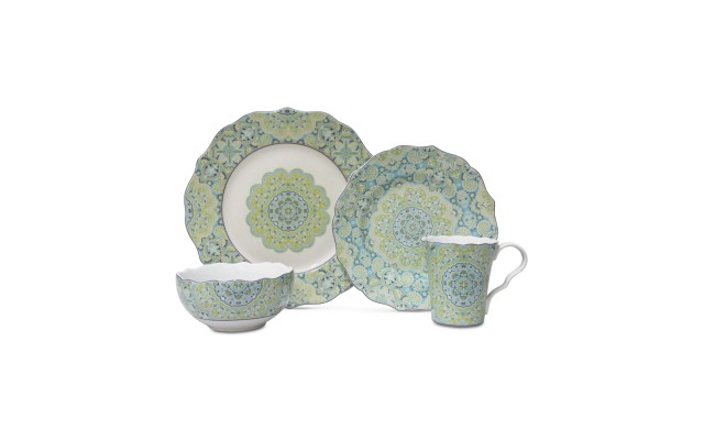  Lyria Teal 16-Pc. Dinnerware Set, Service for 4