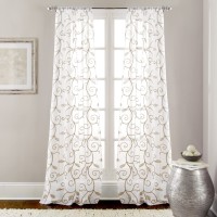 Amrapur Overseas 2 Pack 37 x 84 inch Embroidered Sheet Panel Curtains, Standard, Taupe