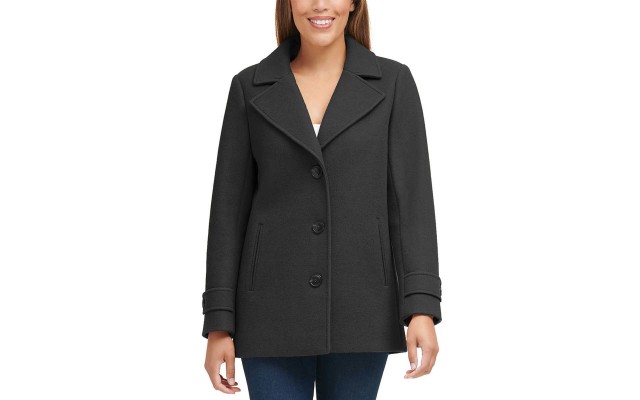  Ladies' Peacoat, Black, Large
