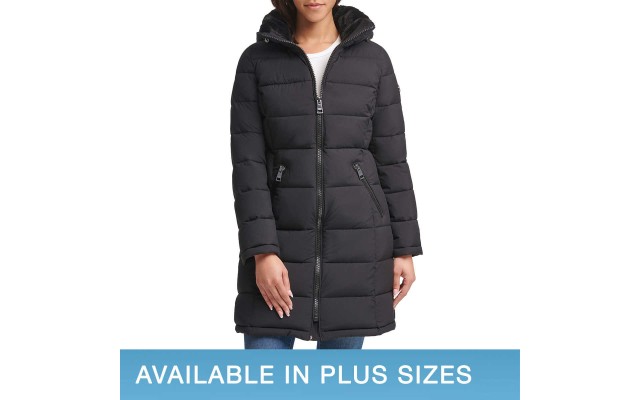  Ladies' Water Resistant Long Stretch Jacket, Black, 2X