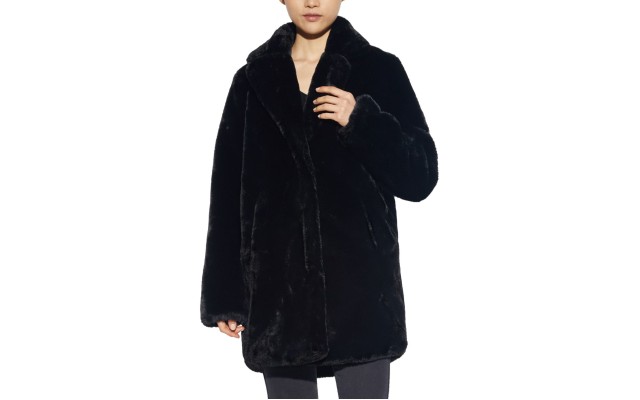  Eloise Faux-Fur Coat, Black, M
