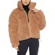  Faux-Sherpa Puffer Teddy Coat, Beige, S