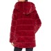  Jill Hooded Faux-Fur Coat, wine, XS