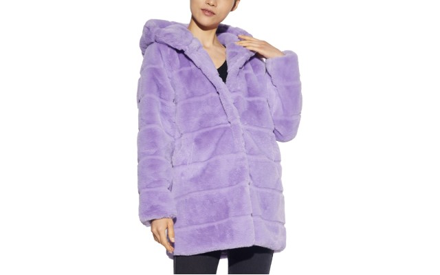  Jill Hooded Faux-Fur Coat