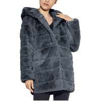 Apparis Jill Hooded Faux-Fur Coat, Gray, XL