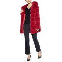 Apparis Jill Hooded Faux-Fur Coat, wine, XS