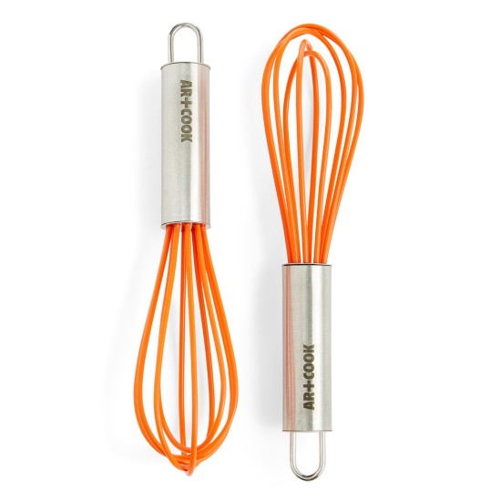 Art & Cook Silicone Mini Whisks, Set of 2, Orange