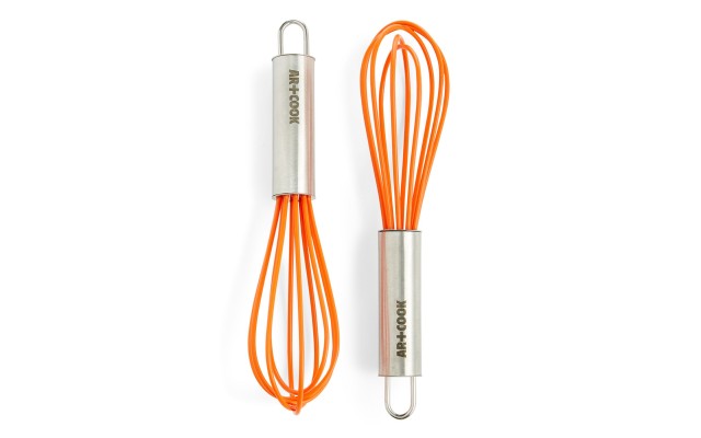 Art & Cook Silicone Mini Whisks, Set of 2, Orange