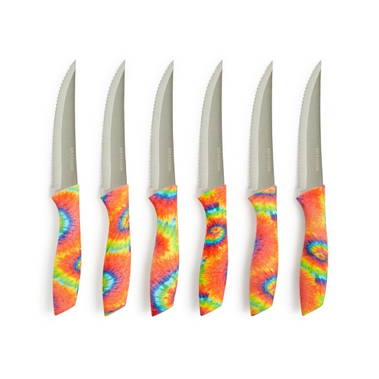 Art & Cook Steak Knives with Tie-Dye Handles, Set of 6