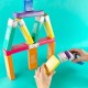  60 Corrugated Cardboard Blocks for Kids, 4 Fun Games