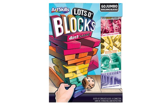  60 Corrugated Cardboard Blocks for Kids, 4 Fun Games