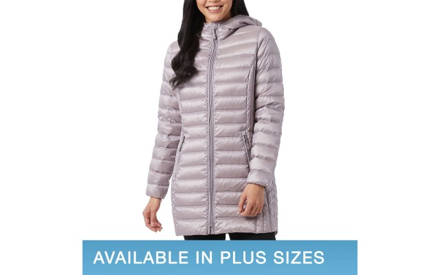  Ladies' Lightweight Fixed Hood Down Jacket, Pink, 2X