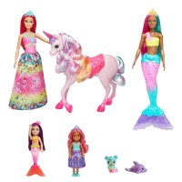 Barbie Dreamtopia 4 Fantasy Dolls and 3 Animal Friends, Fairytale Princess Set
