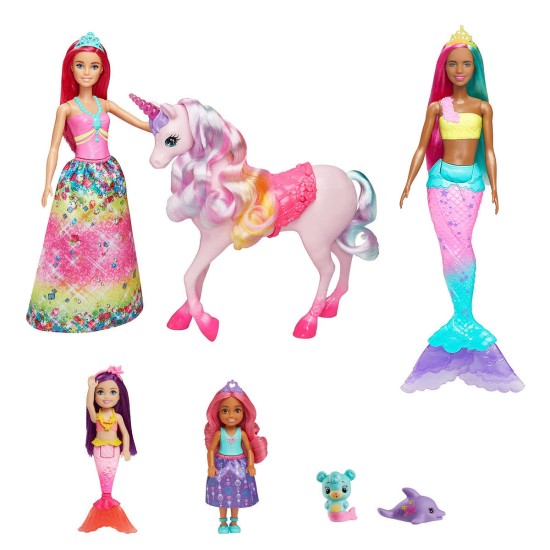  Dreamtopia 4 Fantasy Dolls and 3 Animal Friends, Fairytale Princess Set