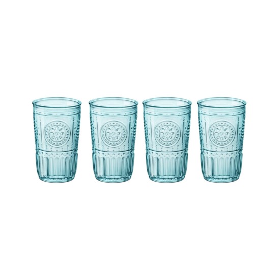 Light Blue Romantic Water Glasses, Set of 4