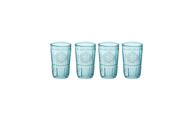  Light Blue Romantic Water Glasses, Set of 4
