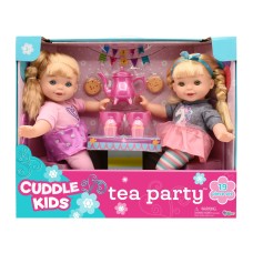 Cuddle Kids Two 14″ Dolls with Removeable and Interchangeable Outfits Tea Party