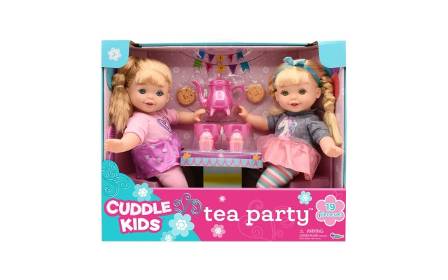  Two 14″ Dolls with Removeable and Interchangeable Outfits Tea Party