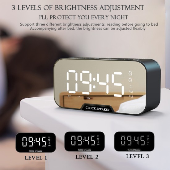 Digital Alarm Clock Radio: 5.5” Large LED Display with 3 Brightness Dimmer, Dual Alarms, FM Radio, Bluetooth Speaker Clock for Home Bedside Bedroom, Blue